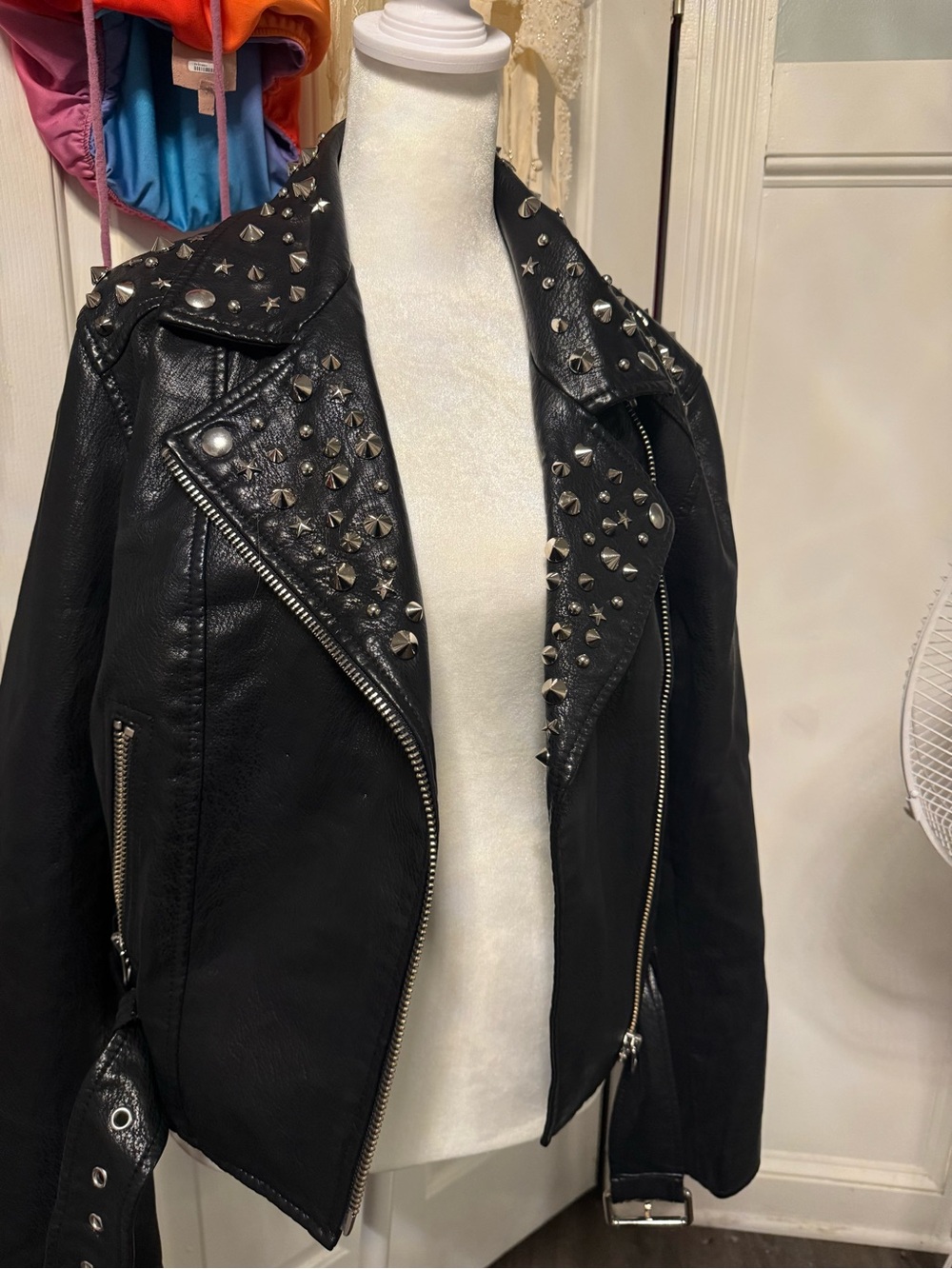 pistola Black Studded Leather Moto Jacket